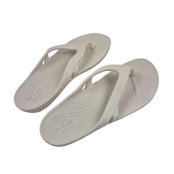 Crocs Ionic Comfort Barely Pink Flip Flops Thong Sandals Womens Size 6 - Picture 2 of 5